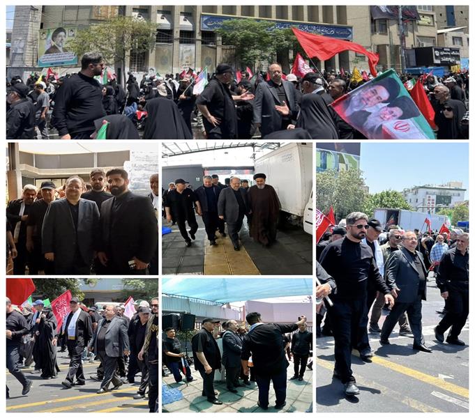 حضور محمد شریعتمداری، مدیرعامل گروه صنایع پتروشیمی خلیج فارس به همراه جمعی از معاونان و مدیران این شرکت در مراسم تشییع پیکر آقای شهید ایران و خدمت رسانی به زائران در موکب شهدای پتروشیمی خلیج فارس