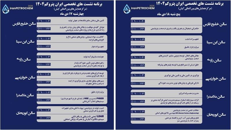 ۲۳ نشست تخصصی در حاشیه سومین نمایشگاه پتروکم برگزار میشود
